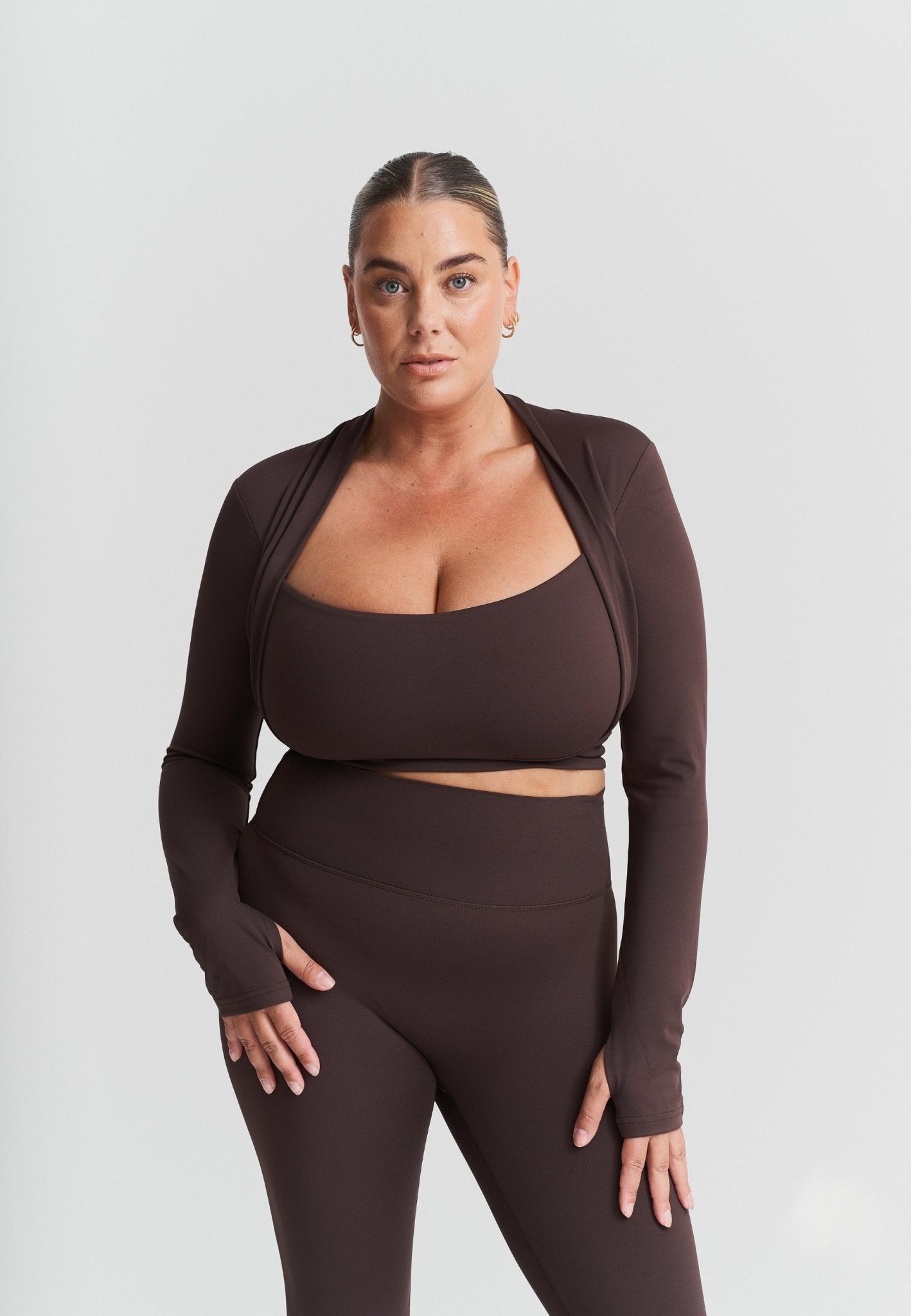 Bolero Long Sleeve Top - Espresso - tjuso