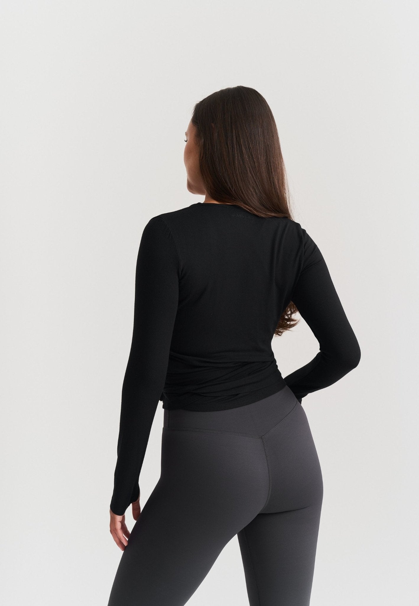 Soft Ballet Wrap Top - Black - tjuso