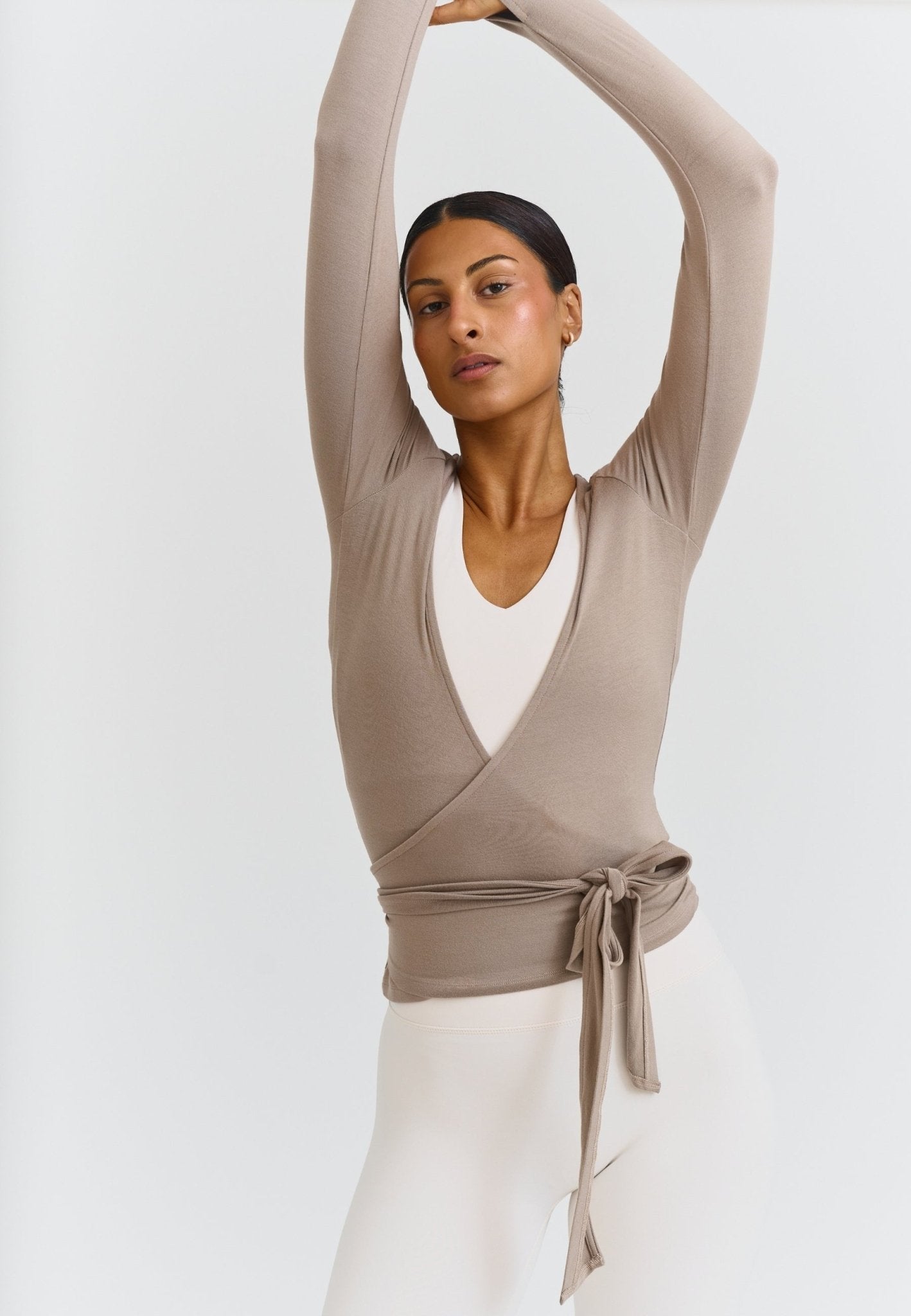 Soft Ballet Wrap Top - Clay - tjuso