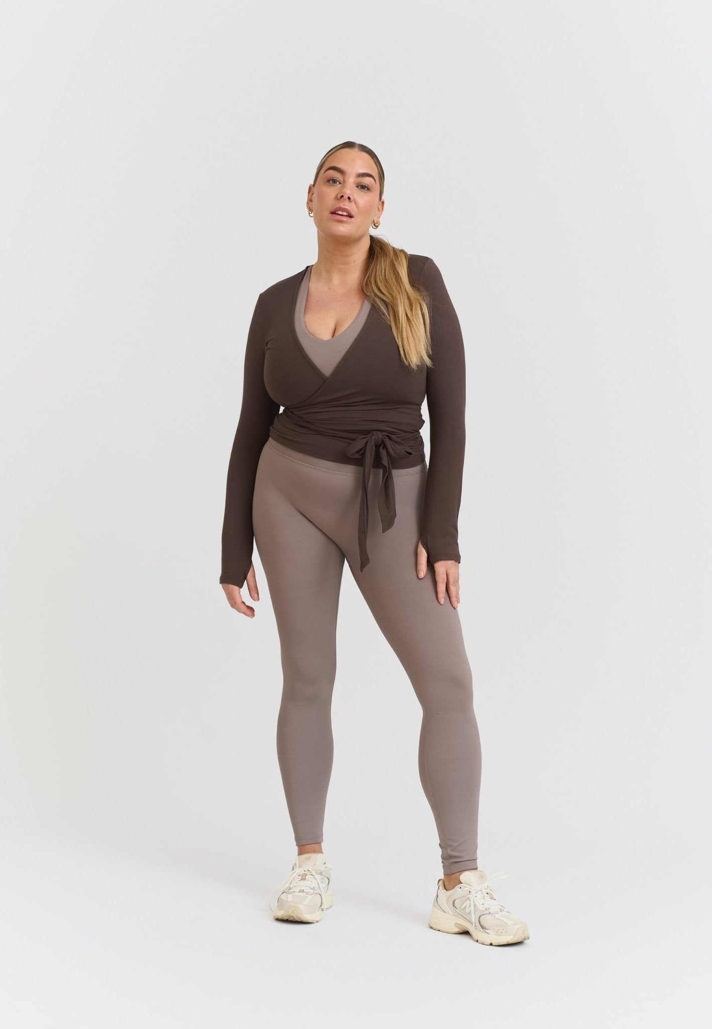 Soft Ballet Wrap Top - Espresso - tjuso