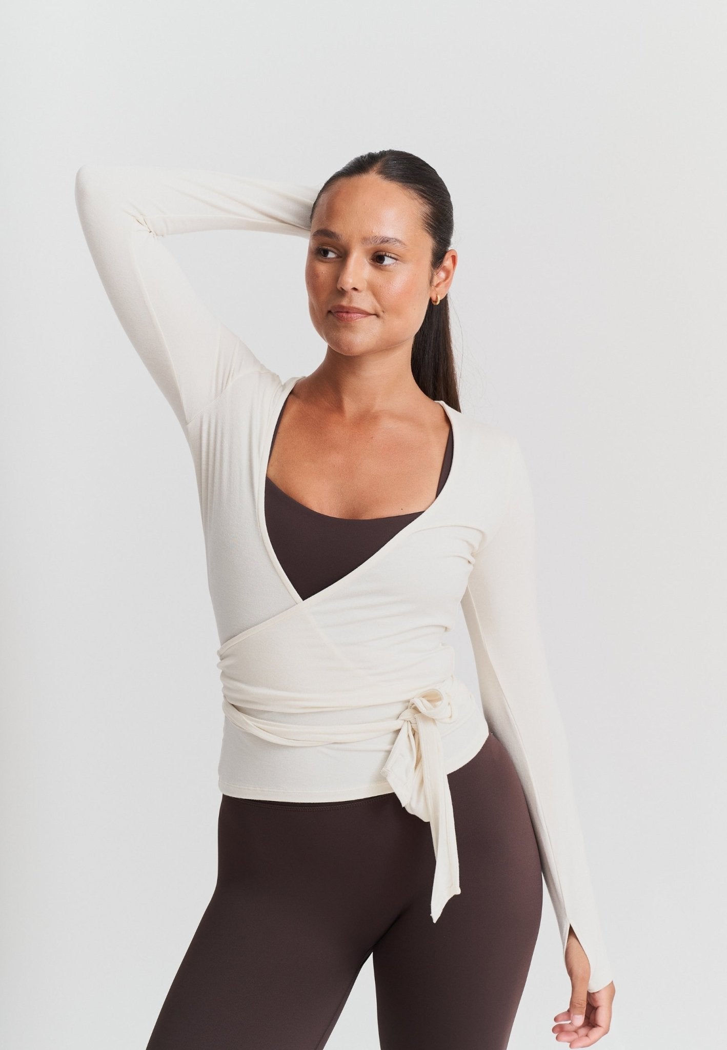 Soft Ballet Wrap Top - Off White - tjuso