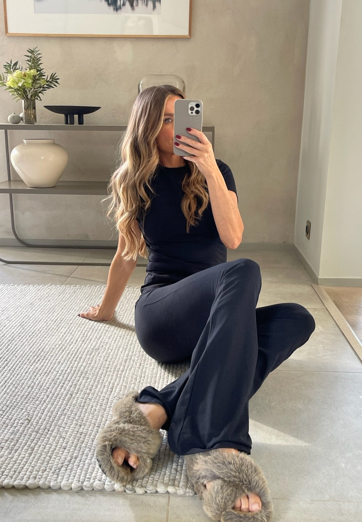 Soft Cotton Yoga Pants - Black - tjuso