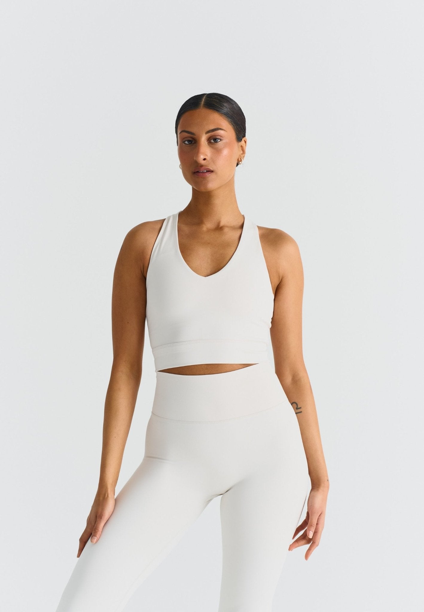 V - neck Cross Back Bra - Marshmallow - tjuso