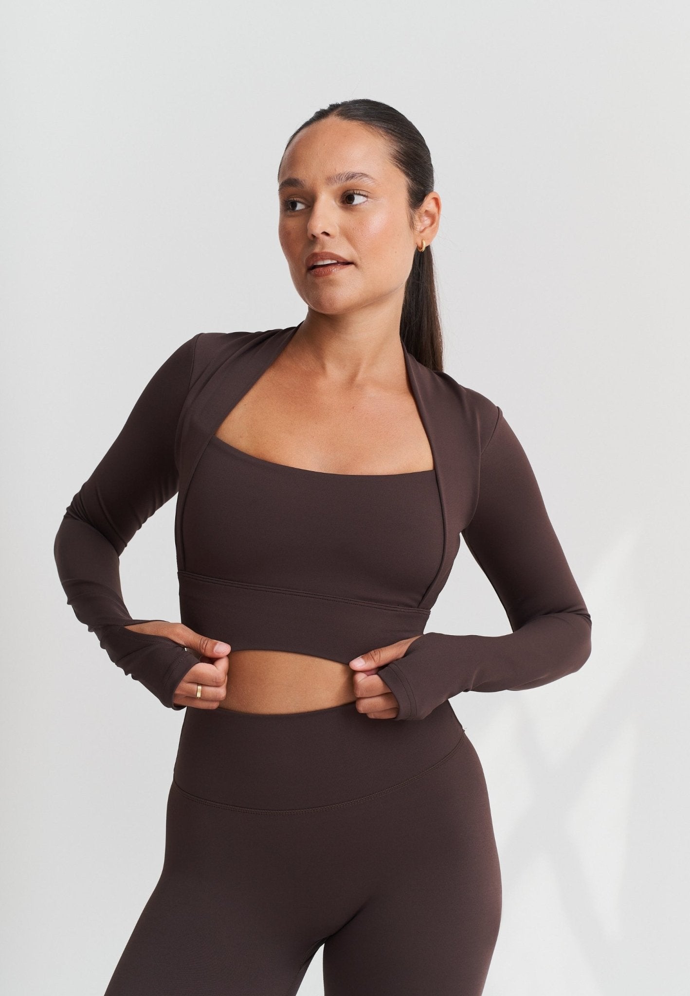 Bolero Long Sleeve Top - Espresso - tjuso