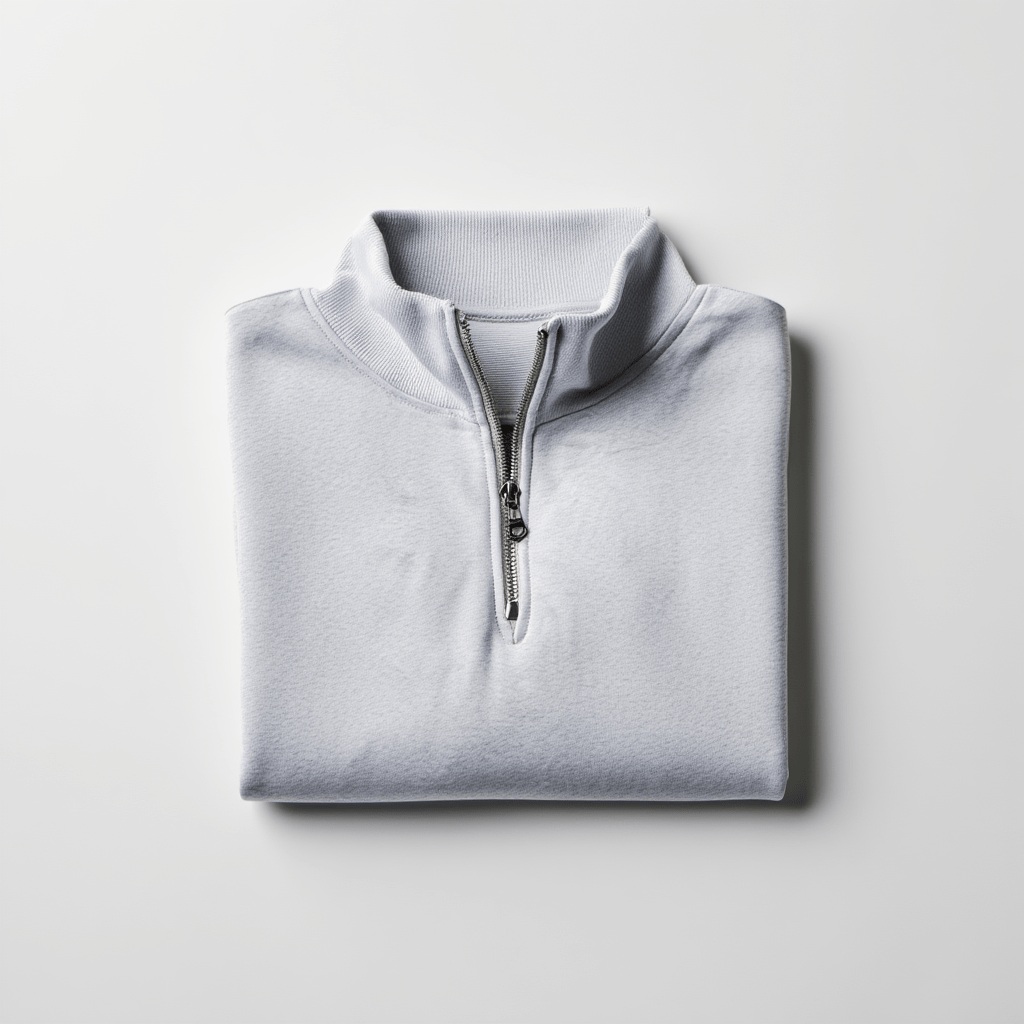 Oversized Half Zip Sweatshirt - Grey Marl - tjuso