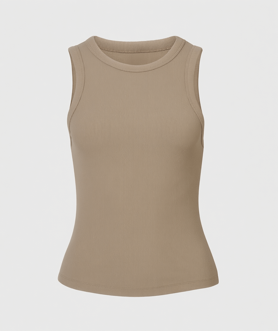RIBBED TANK - TAUPE - tjuso