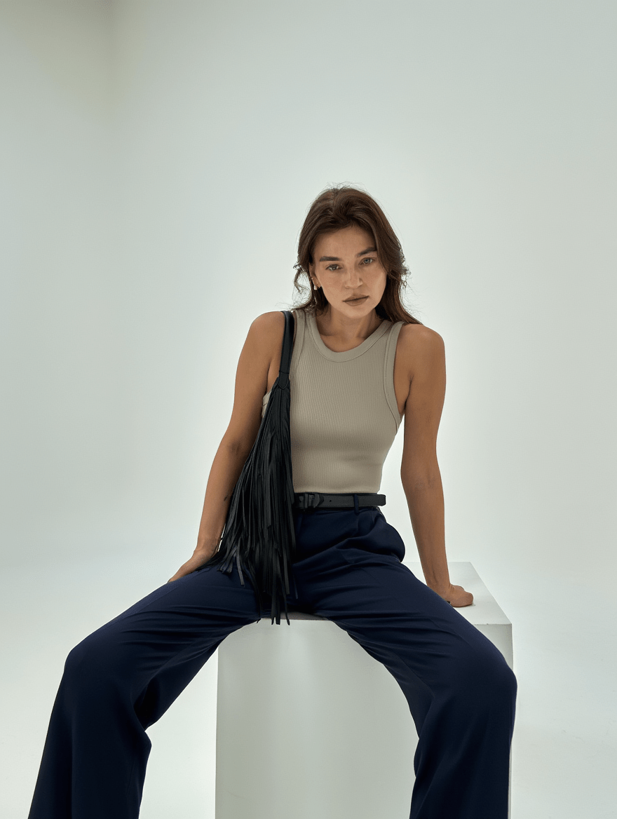 RIBBED TANK - TAUPE - tjuso