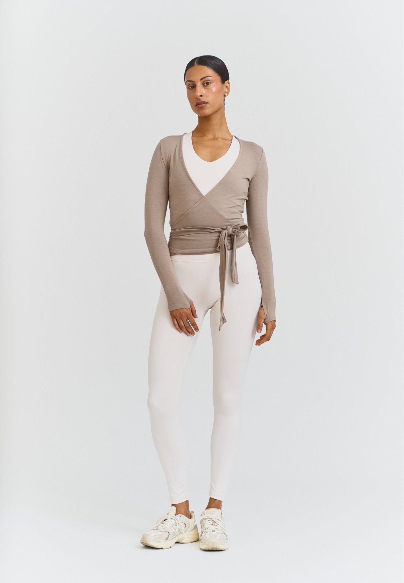 Soft Ballet Wrap Top - Clay - tjuso