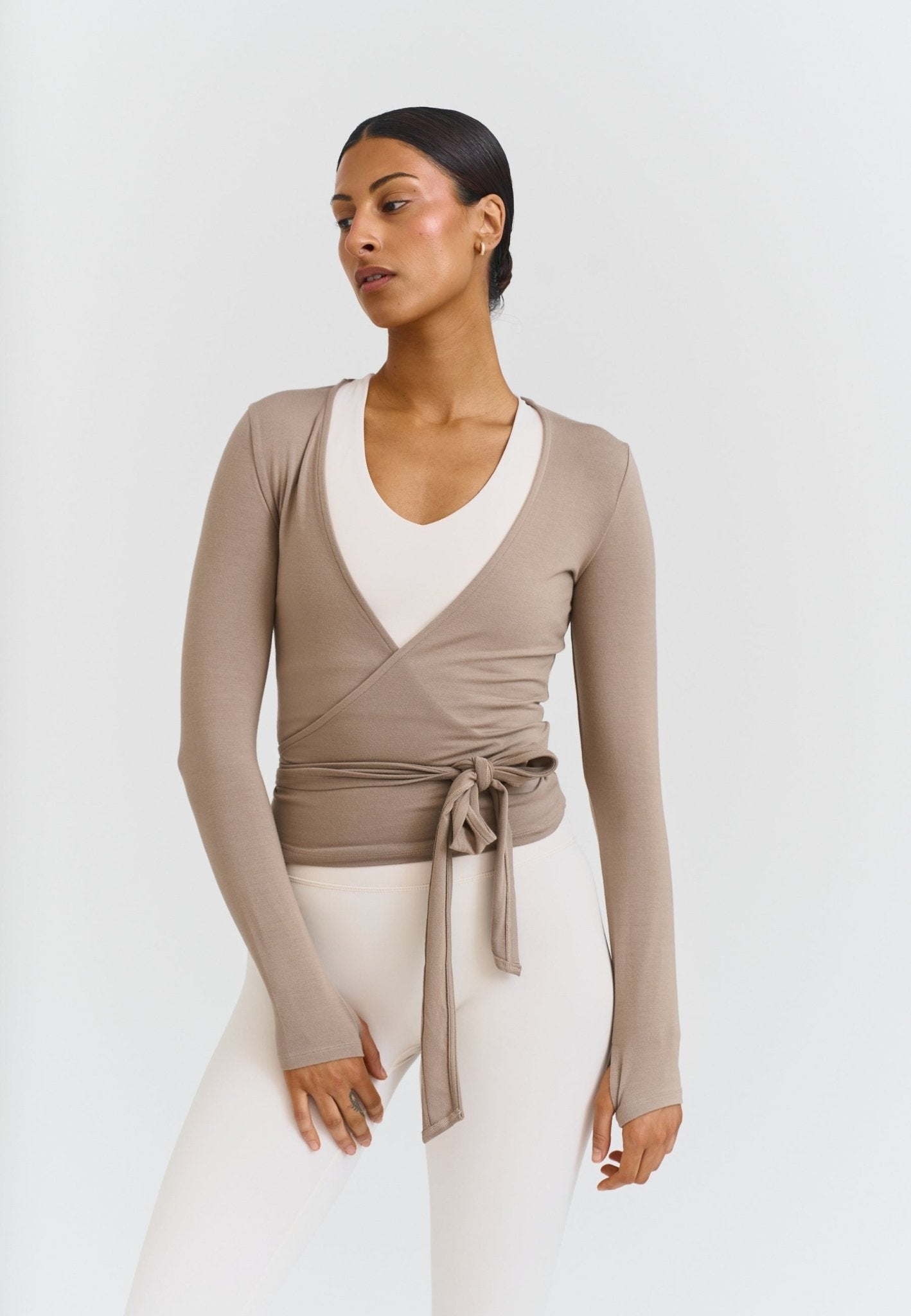 Soft Ballet Wrap Top - Clay - tjuso