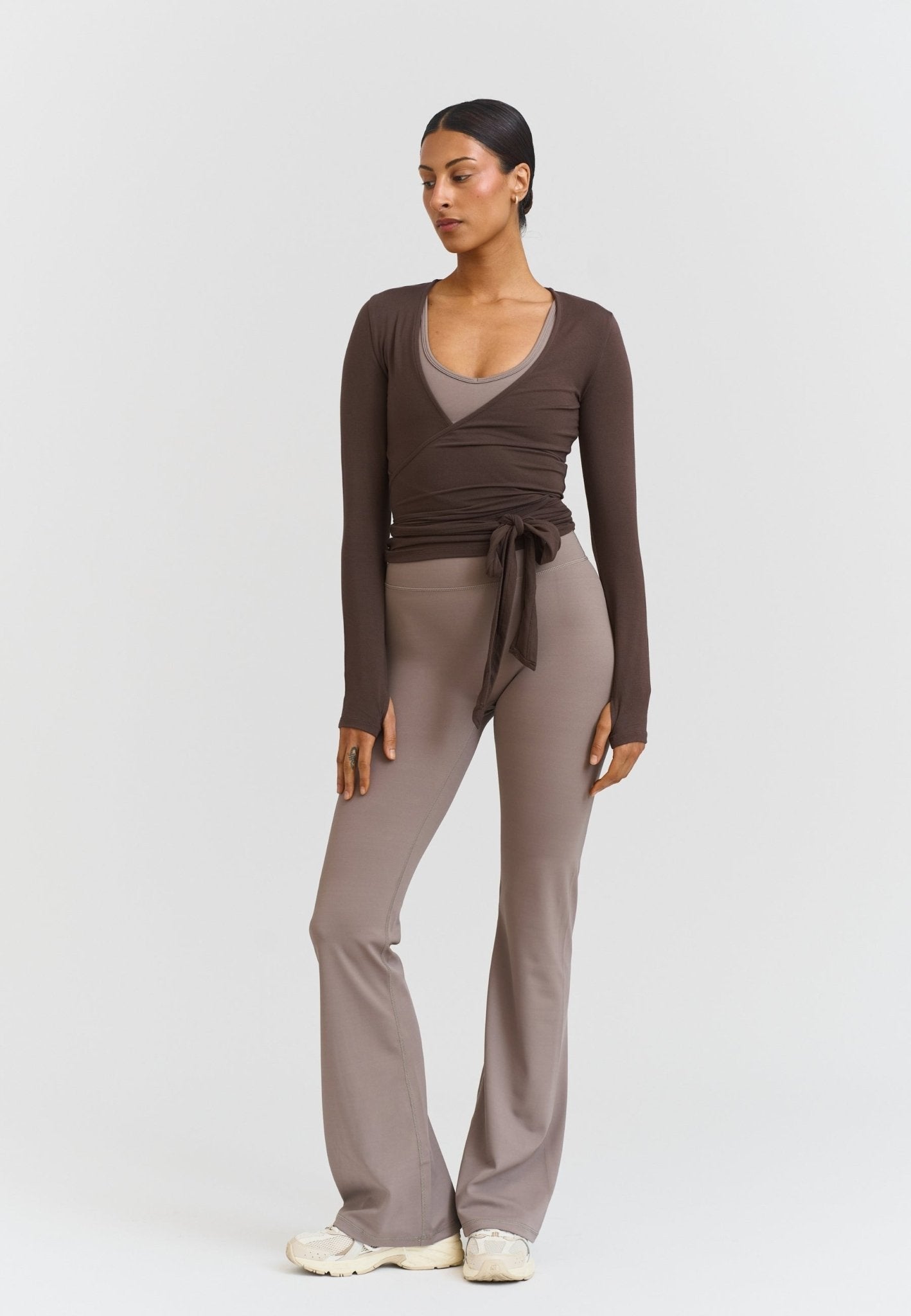 Soft Ballet Wrap Top - Espresso - tjuso