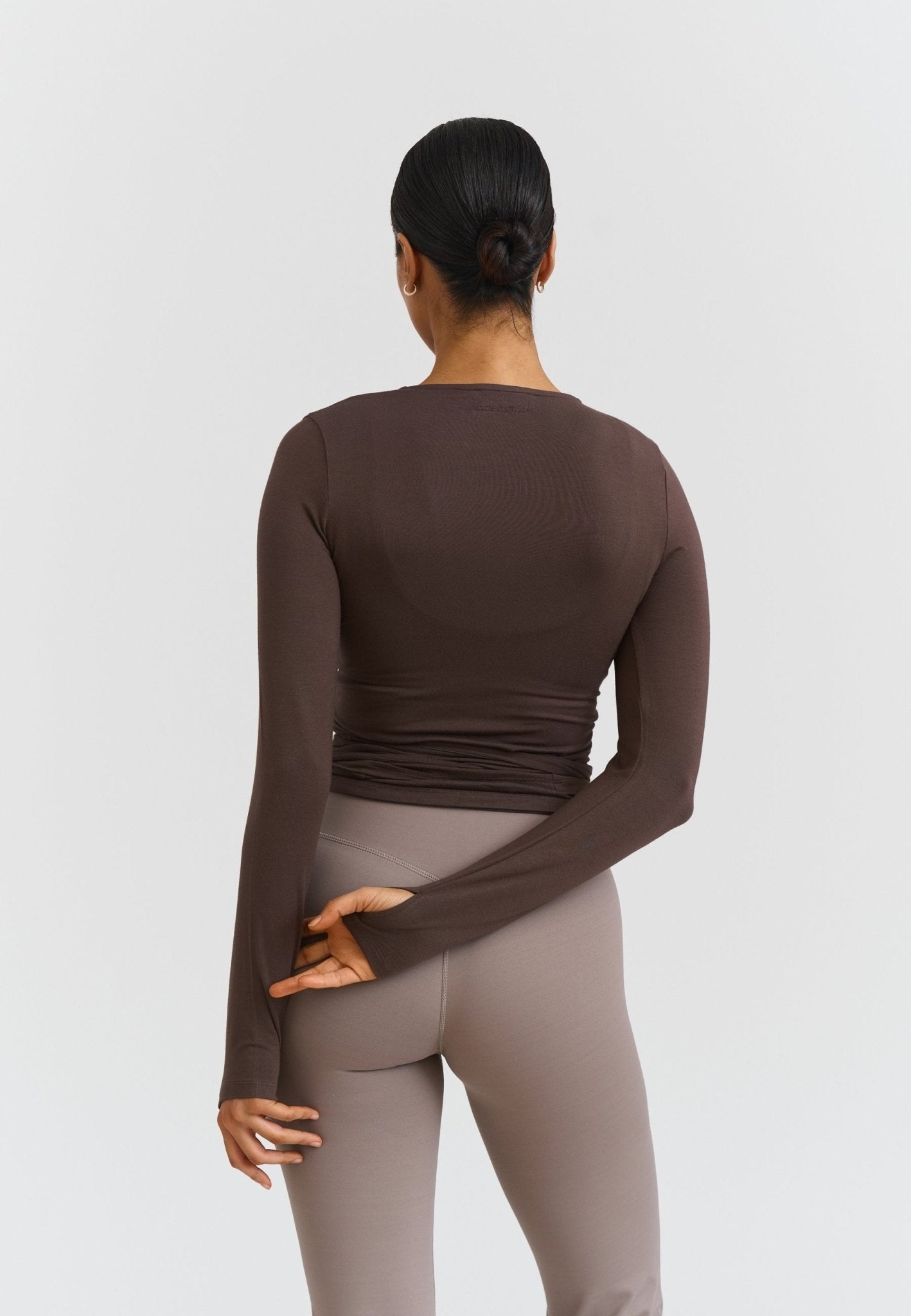 Soft Ballet Wrap Top - Espresso - tjuso